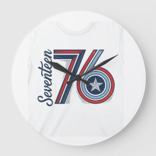 Vintage Seventeen 76 Patriotisk Vektor T-Shirt Des Stor Klocka