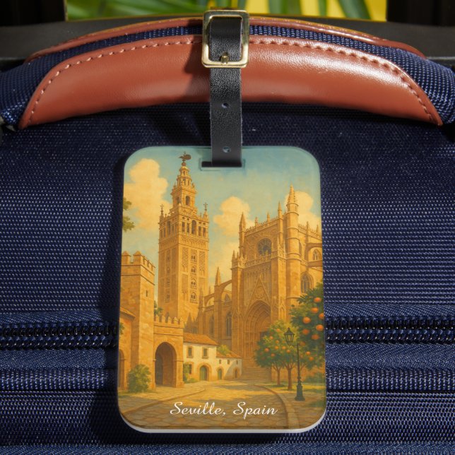 Vintage Sevilla Spanien Andalusien Resa Bagagebricka (Framsida Insitu 2)