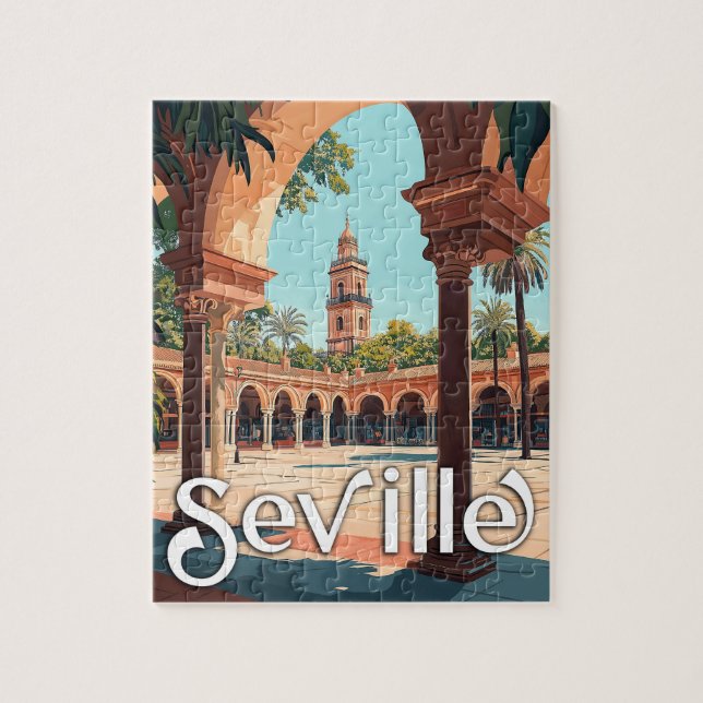 Vintage Sevilla, Spanien - Classic Spain Souvenir Pussel (Vertikal)