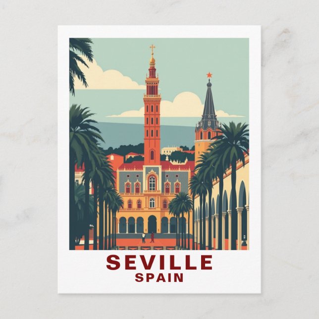 Vintage Sevilla, Spanien Katedral Resa Vykort (Framsida)