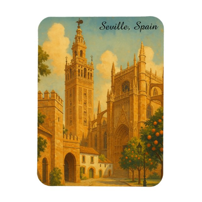 Vintage Seville Spain Andalusia Travel Magnet (Vertikal)