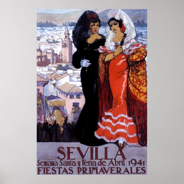 Vintage Seville Spain Travel Poster (Framsidan)