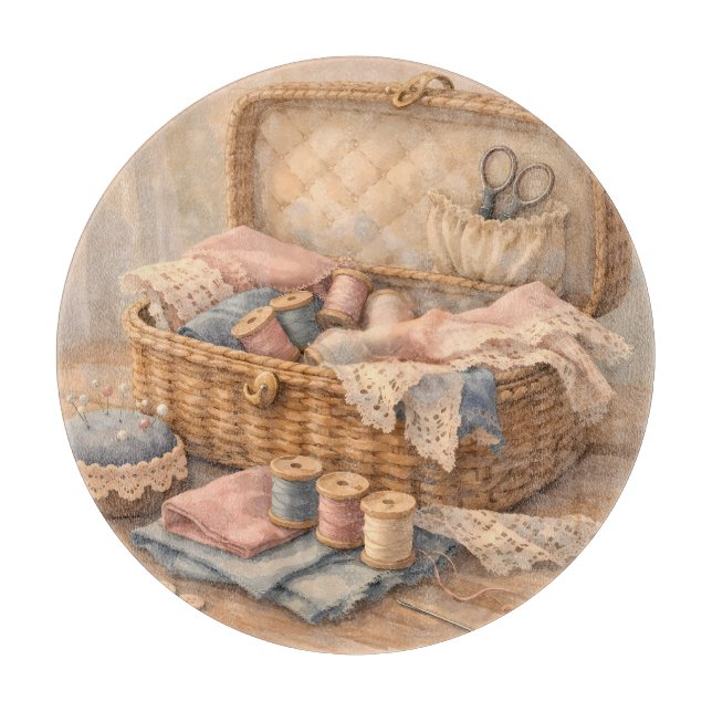 Vintage Sewing Basket Cottagecore Pastel (Framsidan)