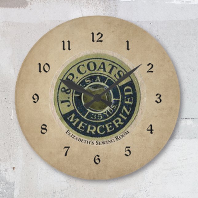 Vintage Sewing Ephemera Stor Klocka (Skapare uppladdad)