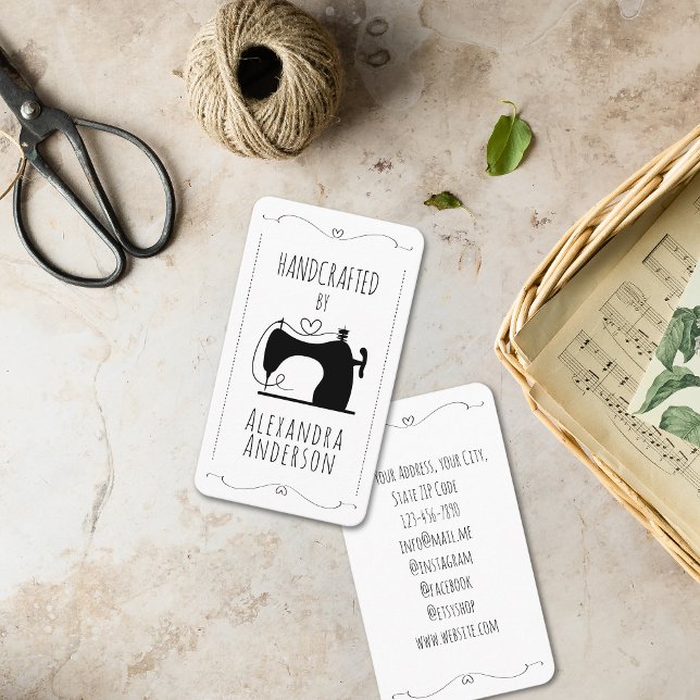 Vintage Sewing Machine Handcrafted By Visitkort (Vintage Sewing Machine Hand Craft Business Card)