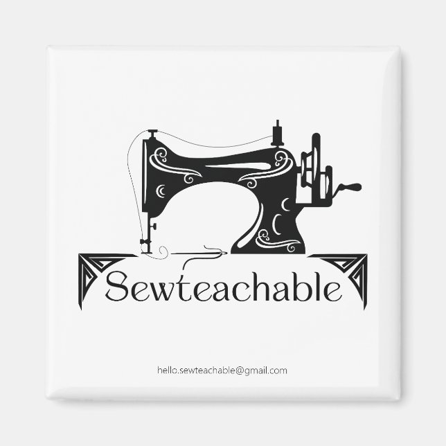 Vintage Sewing Machine, Sewteachable  Magnet (Framsidan)
