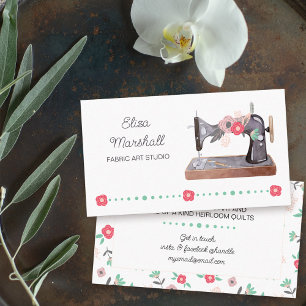 Vintage Sewing Maskin Boho Blommigt Visitkort