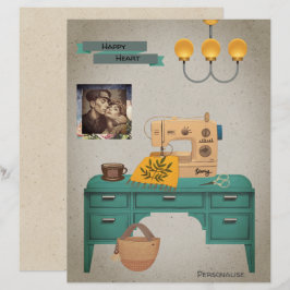 Vintage Sewing Maskin Desk Photo ScrapbookPaper