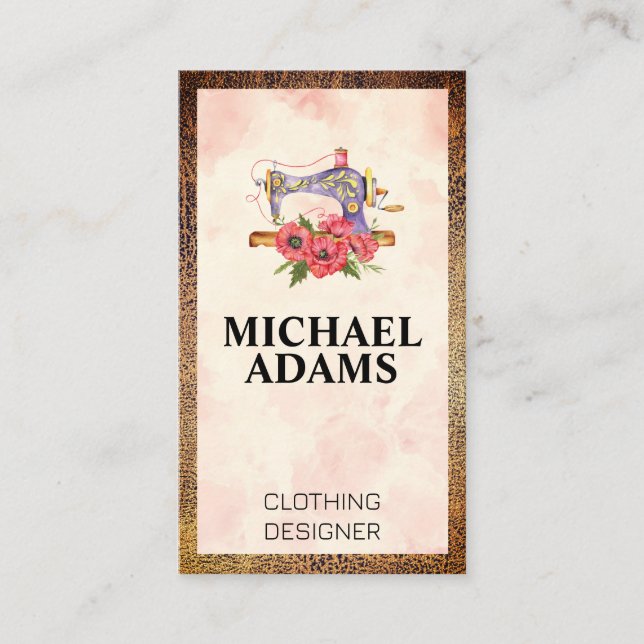 Vintage Sewing Maskin | Leather Struktur Gräns Visitkort (Framsida)