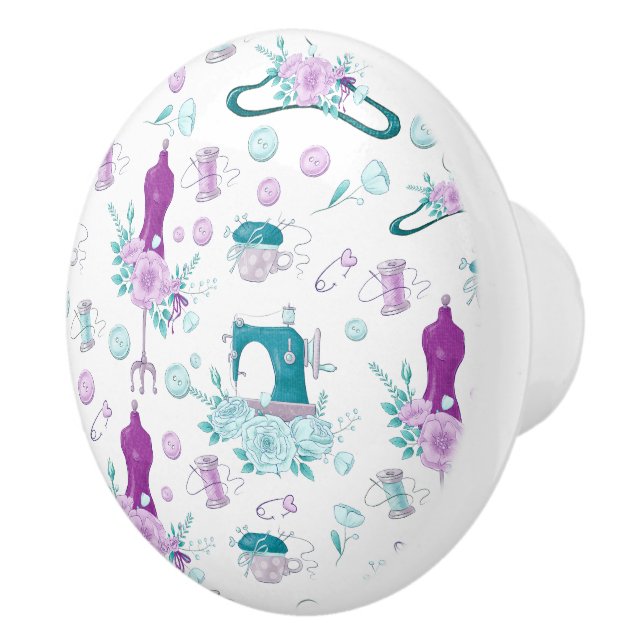 Vintage Sewing Maskin Mannequin Blue Lila Knopp (Höger)