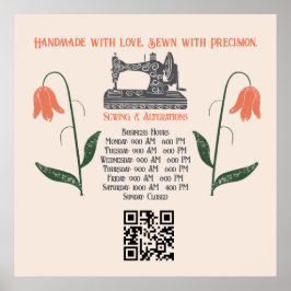 Vintage Sewing Maskin Seamstress Poster
