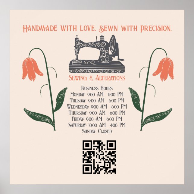 Vintage Sewing Maskin Seamstress Poster (Framsidan)