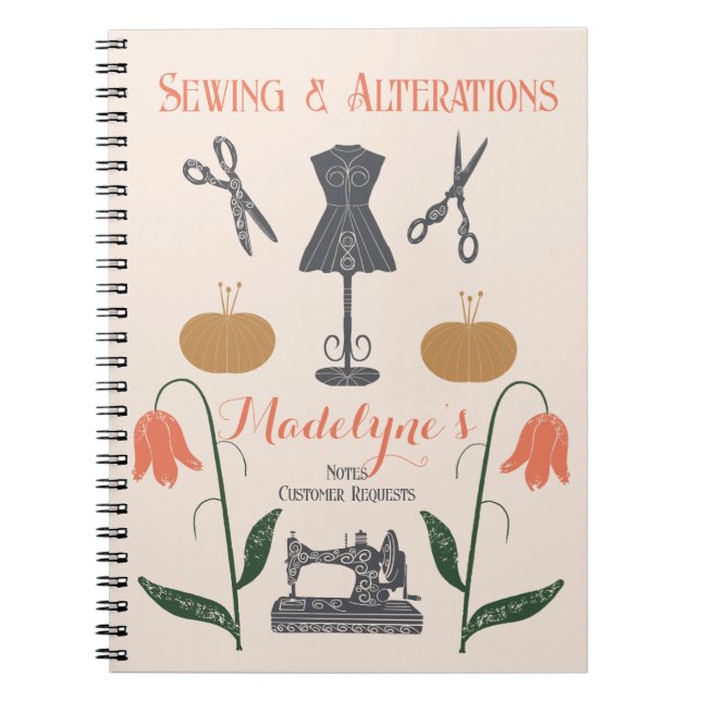 Vintage Sewing Maskin Seamstress Tailor Anteckningsbok (Framsidan)