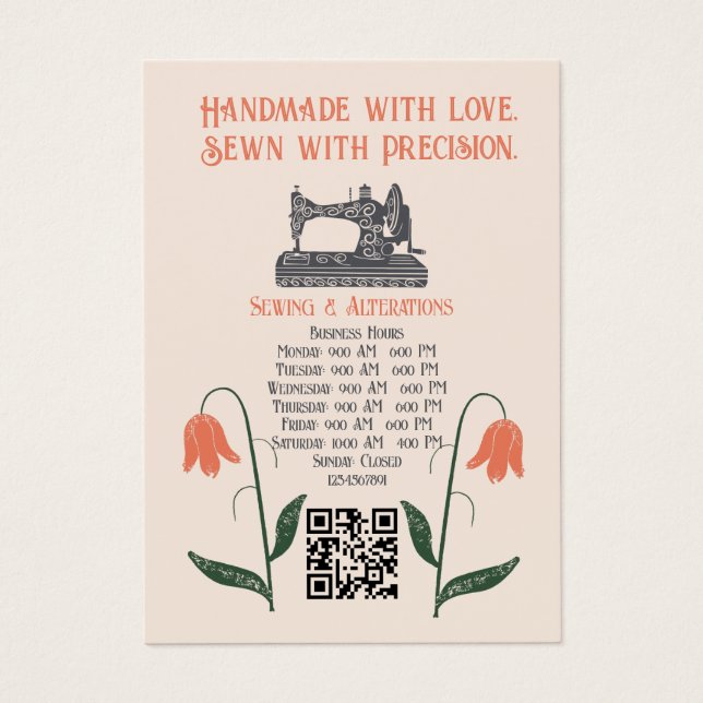 Vintage Sewing Maskin Seamstress Tailor Visitkort (Framsidan)