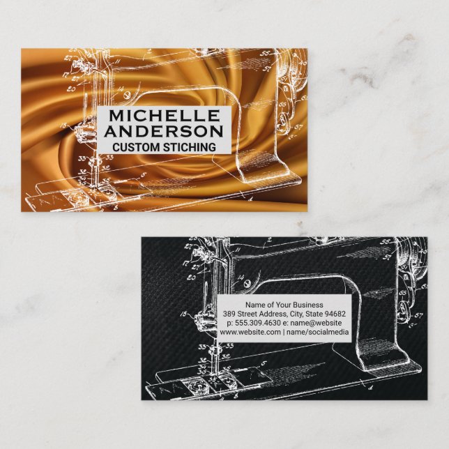 Vintage Sewing Maskin | Silke Fabric Visitkort (Fram/baksida)