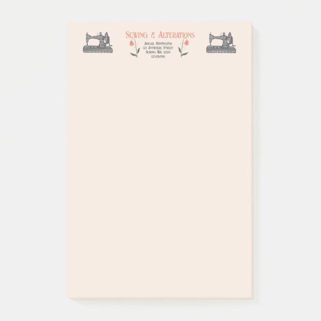 Vintage Sewing Maskin Tailor Post-it Block (Framsida)