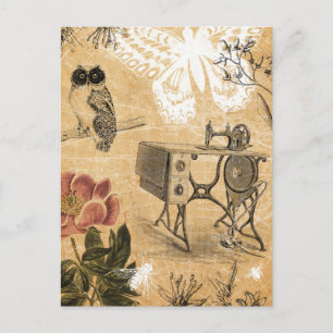 Vintage Sewing Maskin vycard Vykort