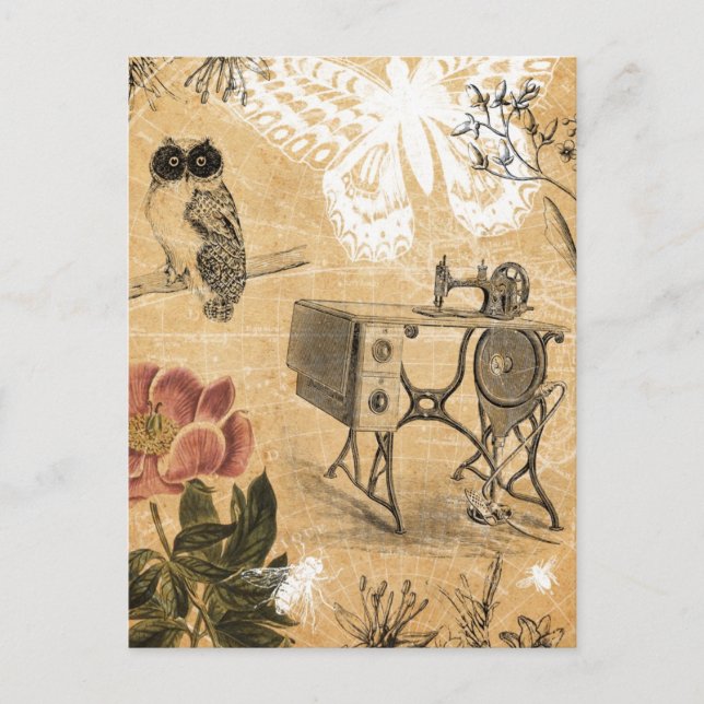 Vintage Sewing Maskin vycard Vykort (Framsida)