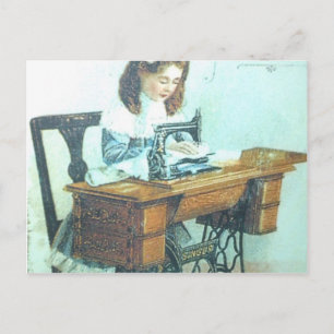 Vintage Sewing Maskin Vykort