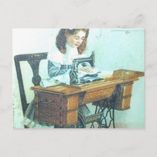 Vintage Sewing Maskin Vykort