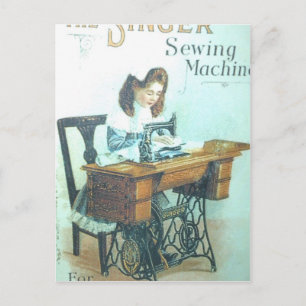 Vintage Sewing Maskin Vykort
