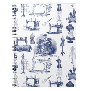 Vintage Sewing Toile Anteckningsbok Med Spiral