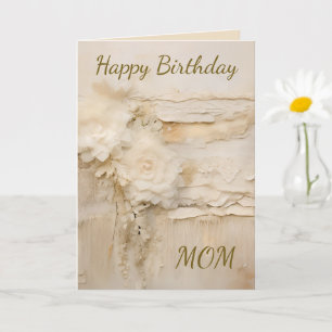 Vintage Shabby Chic Beige Spets Blomma Mamma Kort