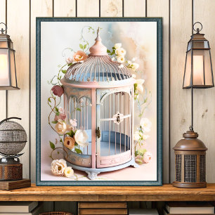 Vintage Shabby chic Birdcage Wall Art Poster