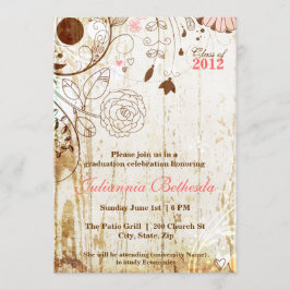 Vintage Shabby Chic Blommig Examen Inbjudan