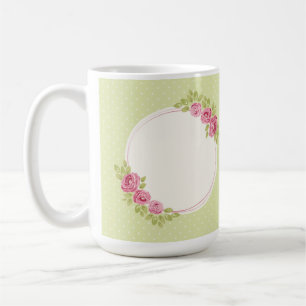Vintage Shabby Chic Blommig Ram med Rosor Kaffemugg