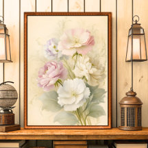 Vintage Shabby chic Blommigt Bloom Wall Art