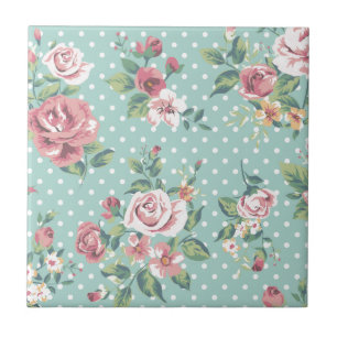 Vintage shabby chic blommigt rosa gigly kakelplatta