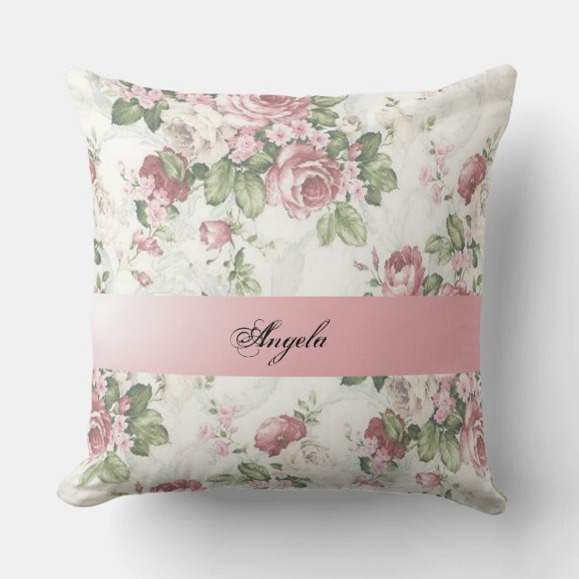 Vintage Shabby Chic Blommor-Personlig Kudde (Framsida)