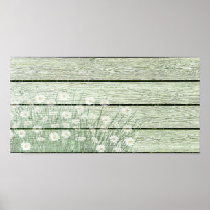 Vintage Shabby chic Daises on Wood Poster