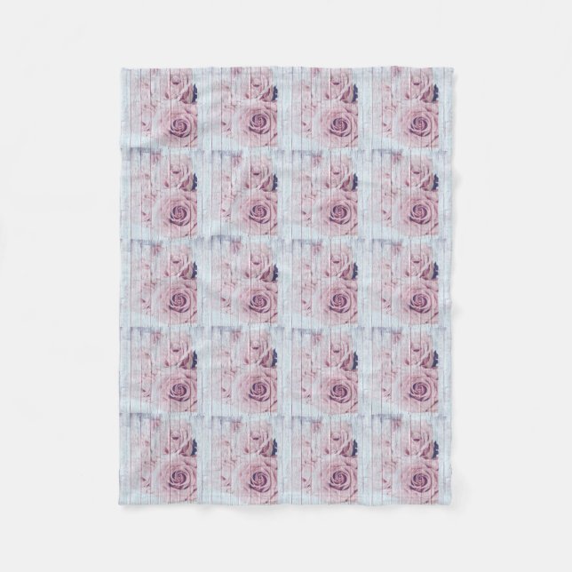 Vintage Shabby chic Dusky Rosa ros Fleecefilt (Framsidan)