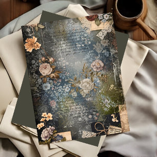 Vintage Shabby Chic Flora Ephemera Scrapbookpapper