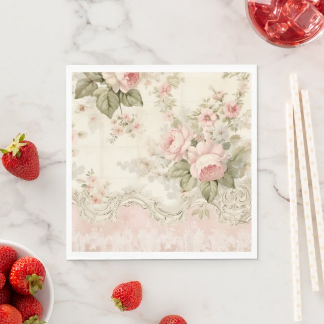 Vintage Shabby chic Fransk Pappersservett (Insitu)