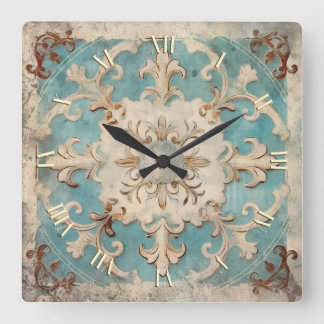 vintage shabby chic fyrkantig klocka