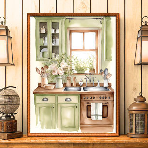 Vintage Shabby Chic Gårdshus Köksväggkonst Poster