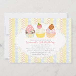 Vintage Shabby Chic Mysig Cupcake-fest Inbjudningar