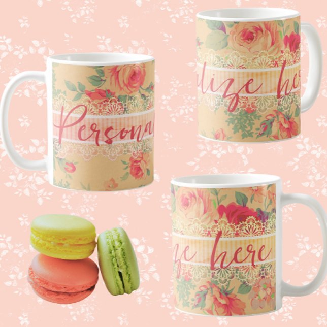 Vintage Shabby chic Personlig Kaffemugg (Personalize for a special someone...)