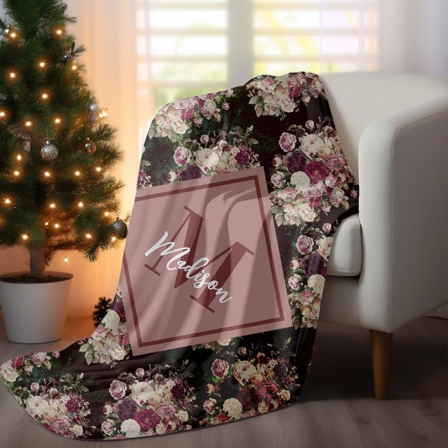 Vintage shabby chic ro svart diamant mönster fleecefilt (Skapare uppladdad)