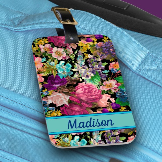 Vintage shabby chic ro svart rosa mönster bagagebricka (Skapare uppladdad)