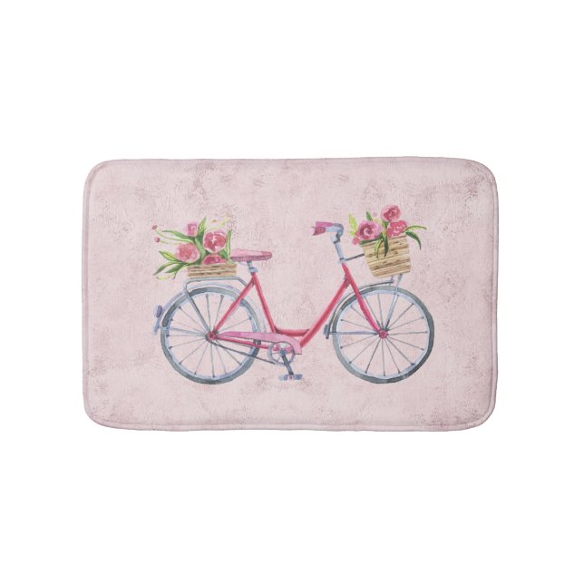 Vintage Shabby chic Rosa Bicycle  Badrumsmatta (Framsidan)