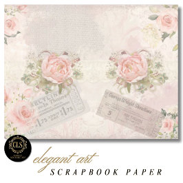 Vintage Shabby Chic Rosa Blommor Scrapbookpapper