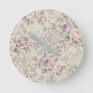 Vintage Shabby Chic Rosa och Lavendelrosor Väggur