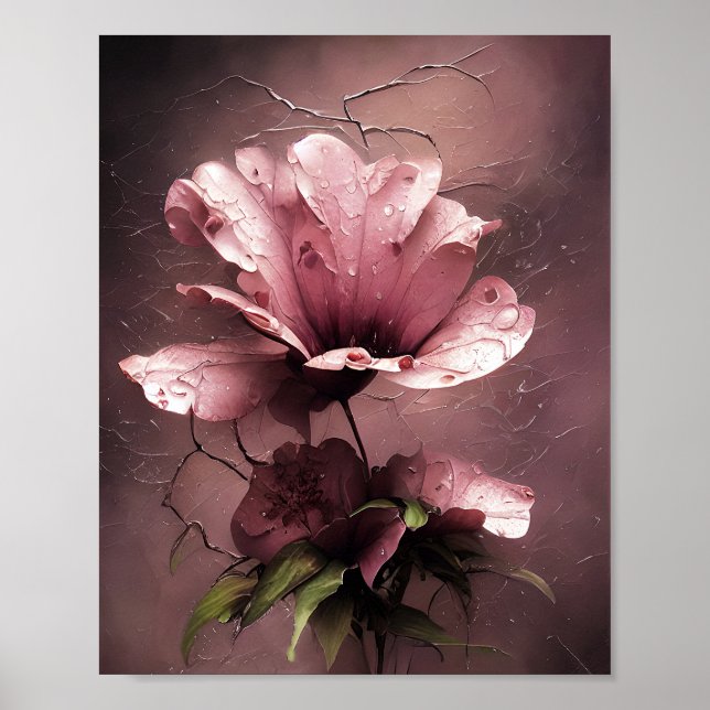 Vintage shabby chic rosa ros poster (Framsidan)