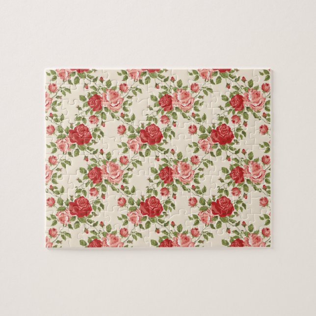 Vintage Shabby Chic Rosmönster Pussel (Horisontell)