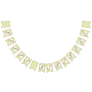 Vintage Shabby Chic Rosor Ramme Bunting Flaggor
