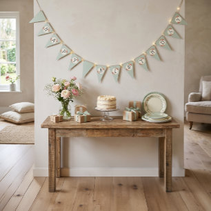 Vintage Shabby Chic Rosor Rampe Bunting Flaggor